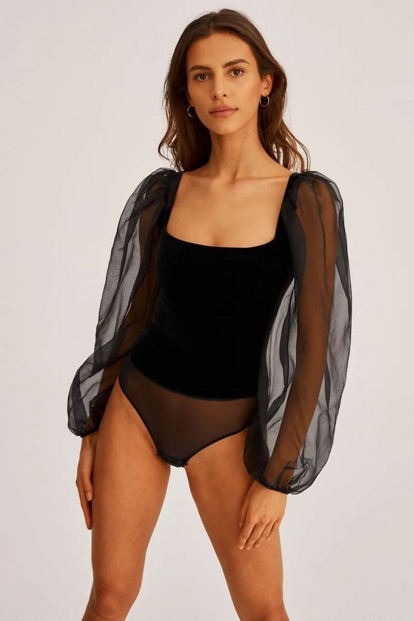 Body Undress Code Hazy Line Bodysuit Thong dámske, čierna farba, jednofarebné, 815