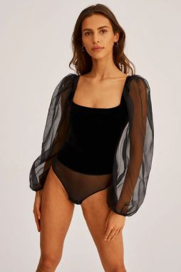 Body Undress Code Hazy Line Bodysuit Thong dámske, čierna farba, jednofarebné, 815
