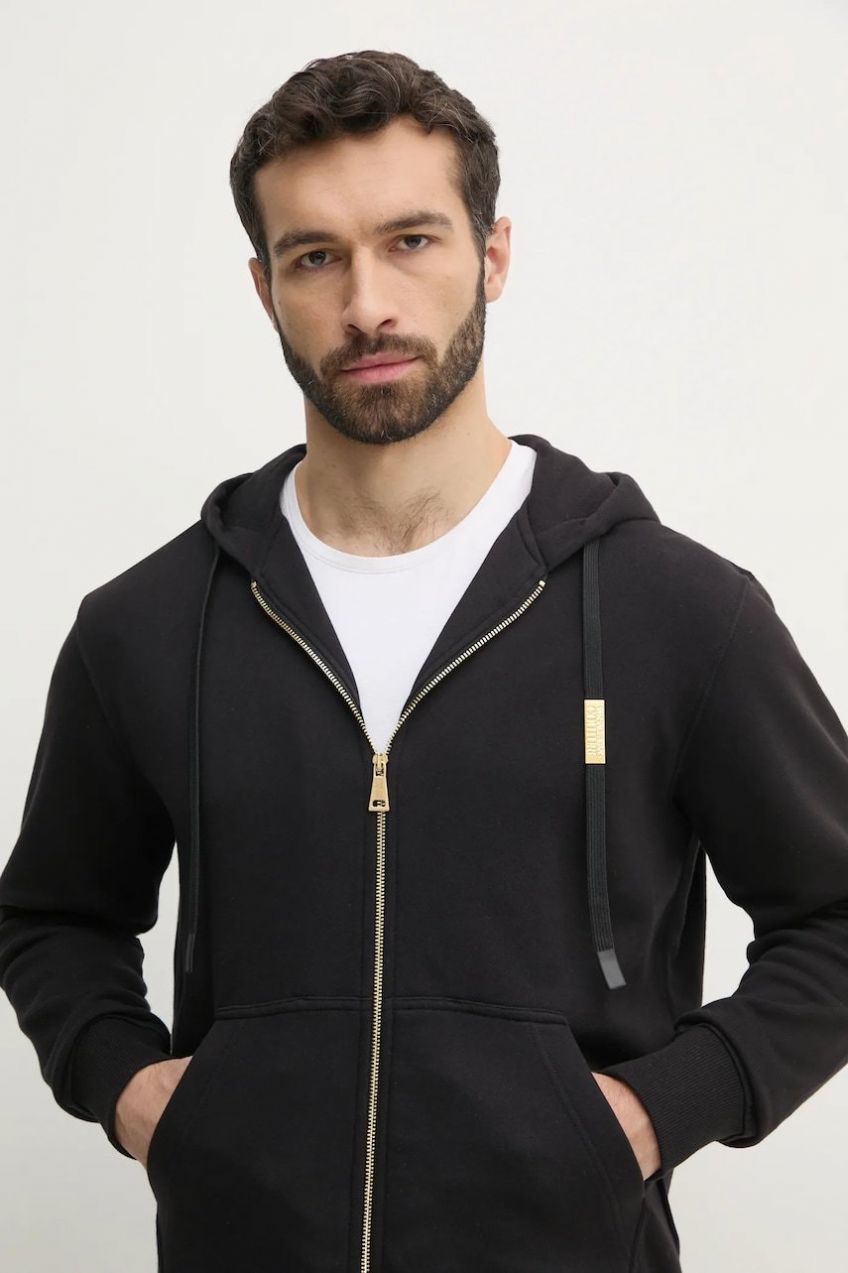 Bavlnená mikina Versace Jeans Couture pánska, čierna farba, s kapucňou, jednofarebná, 78GAIT07 CF01T