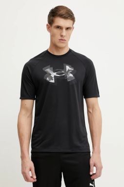 Tréningové tričko Under Armour Tech Print Fill čierna farba, s potlačou, 1390208