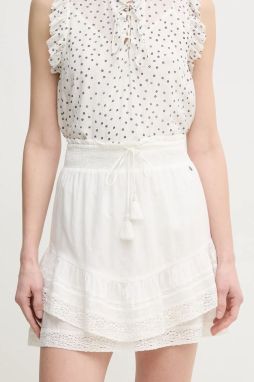 Bavlnená sukňa Pepe Jeans ELENA biela farba, mini, áčkový strih, PL901188