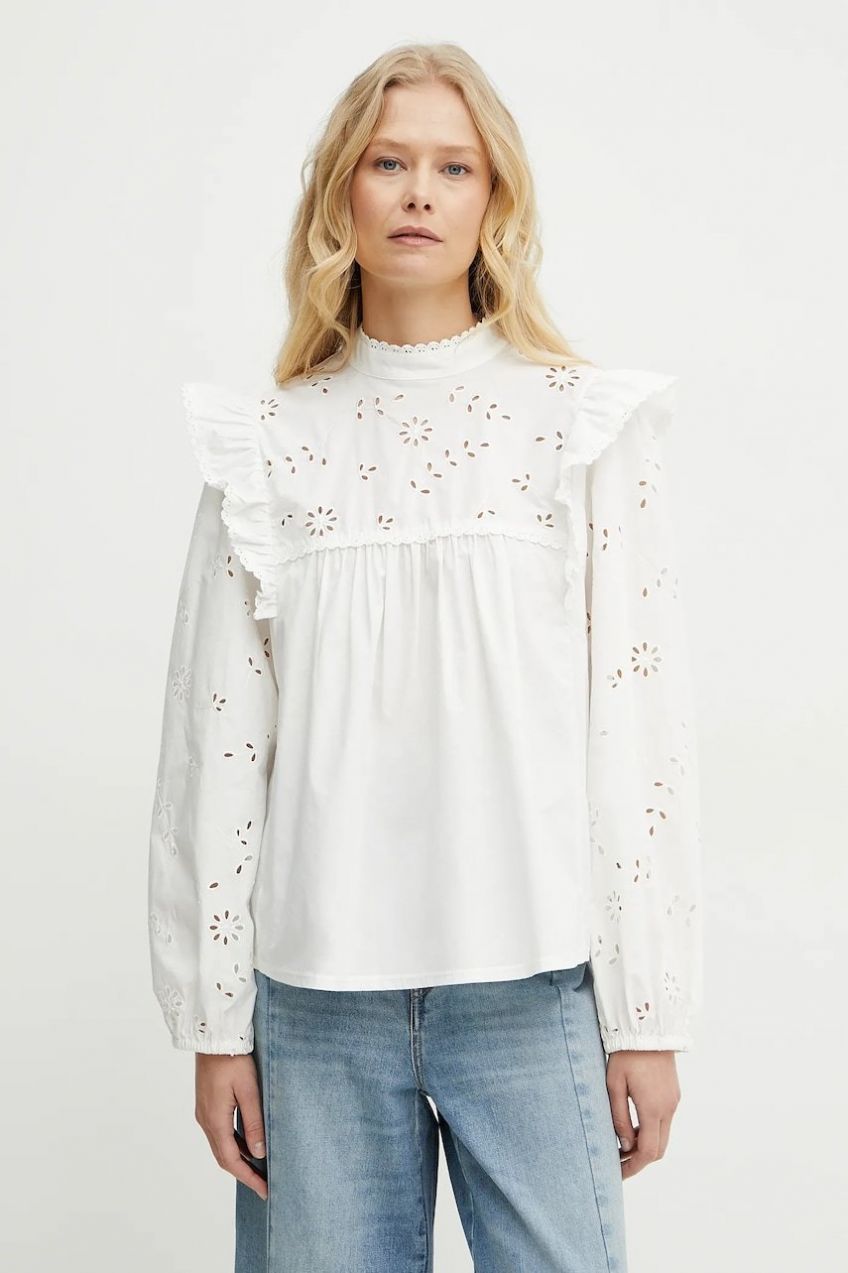 Bavlnená mikina Weekend Max Mara dámska, biela farba, s nášivkou, 2515941031600