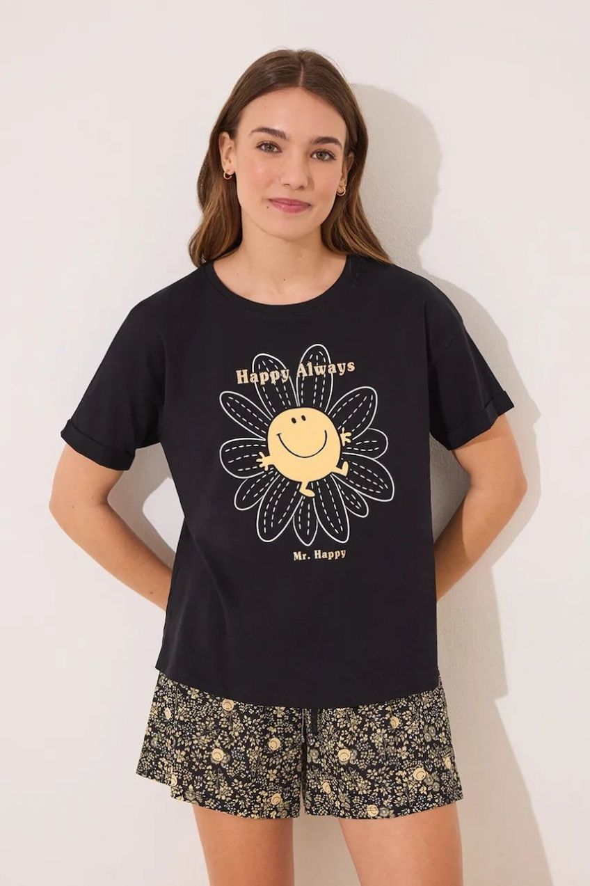 Bavlnené pyžamo women'secret dámske, čierna farba, bavlnené, 3139875