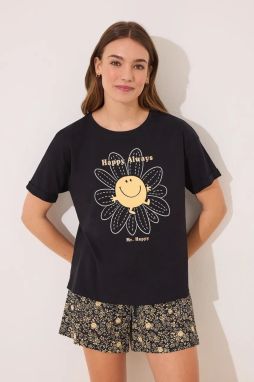 Bavlnené pyžamo women'secret dámske, čierna farba, bavlnené, 3139875