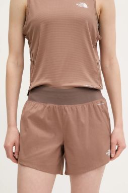 Športové krátke nohavice The North Face Sunriser dámske, hnedá farba, vzorované, vysoký pás, NF0A8BC15K21