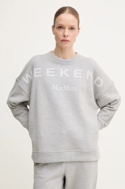 Bavlnená mikina Weekend Max Mara dámska, šedá farba, s potlačou, 2515921021600