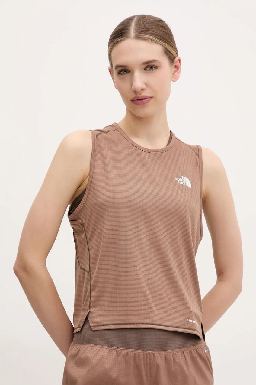 Športový top The North Face Sunriser dámsky, hnedá farba, NF0A8BBY6IH1