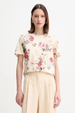 Bavlnené tričko Weekend Max Mara dámske, béžová farba, 2515971012600