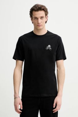 Bavlnené tričko The Kooples pánske, čierna farba, s nášivkou, HTSC30029K
