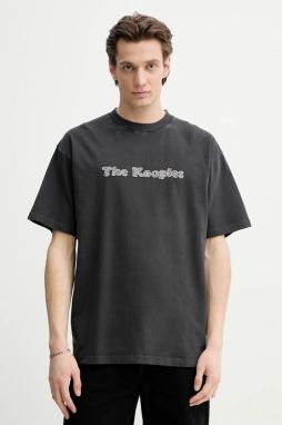 Bavlnené tričko The Kooples pánske, šedá farba, s nášivkou, HTSC30020K