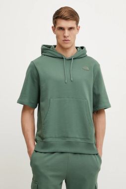 Bavlnená mikina The North Face Relaxed pánska, zelená farba, s kapucňou, jednofarebná, NF0A8BW1HCH1