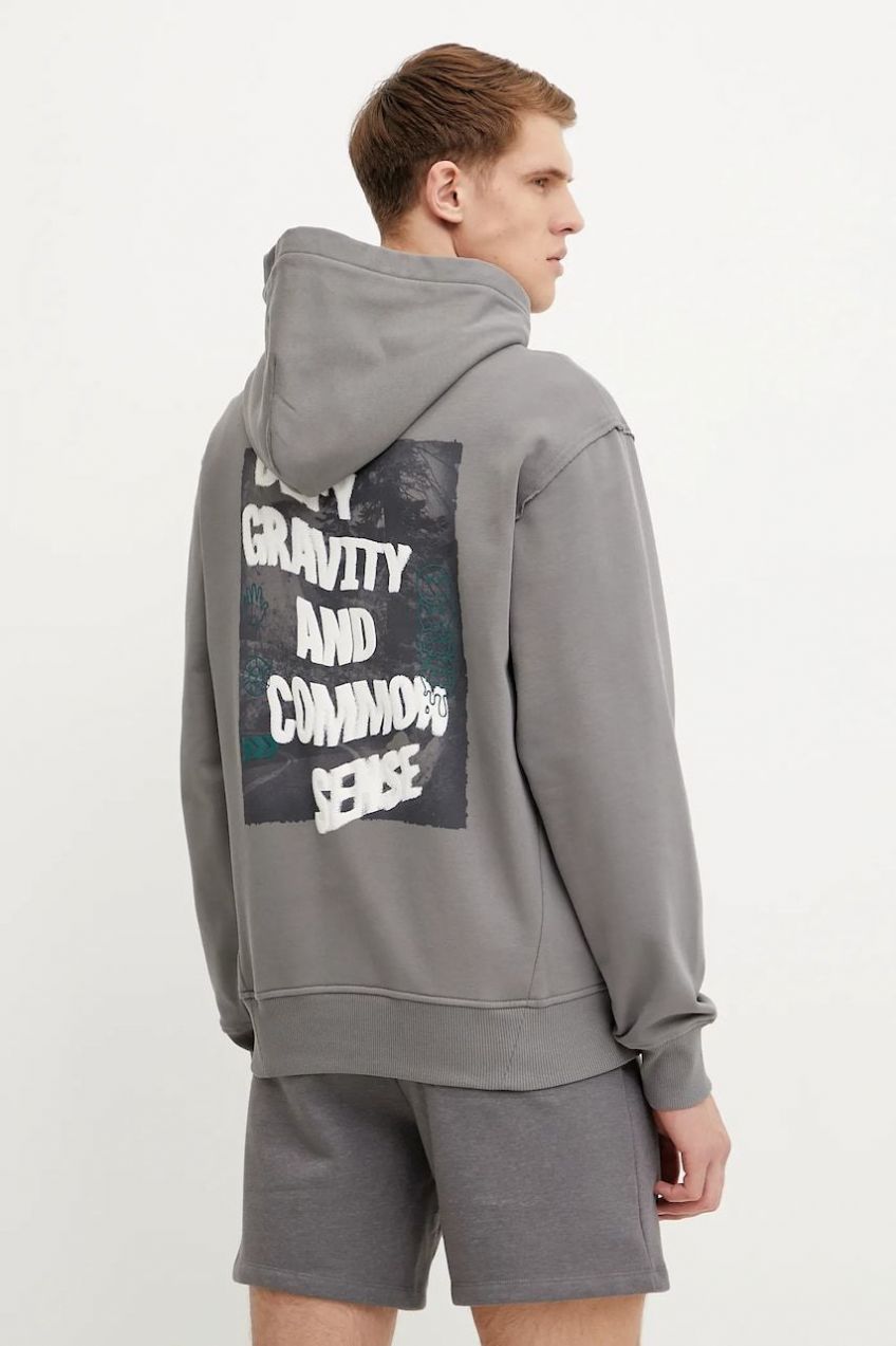 Bavlnená mikina The North Face Heritage Relaxed pánska, šedá farba, s kapucňou, s potlačou, NF0A8C420UZ1