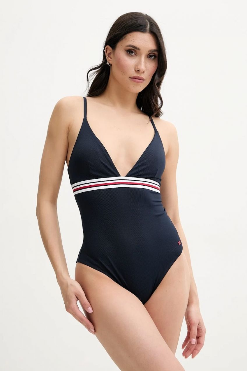 Jednodielne plavky Tommy Hilfiger tmavomodrá farba, jemne vystužený košík, UW0UW05847