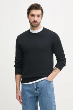 Bavlnený sveter Calvin Klein pánske, čierna farba, tenký, LV040BM343