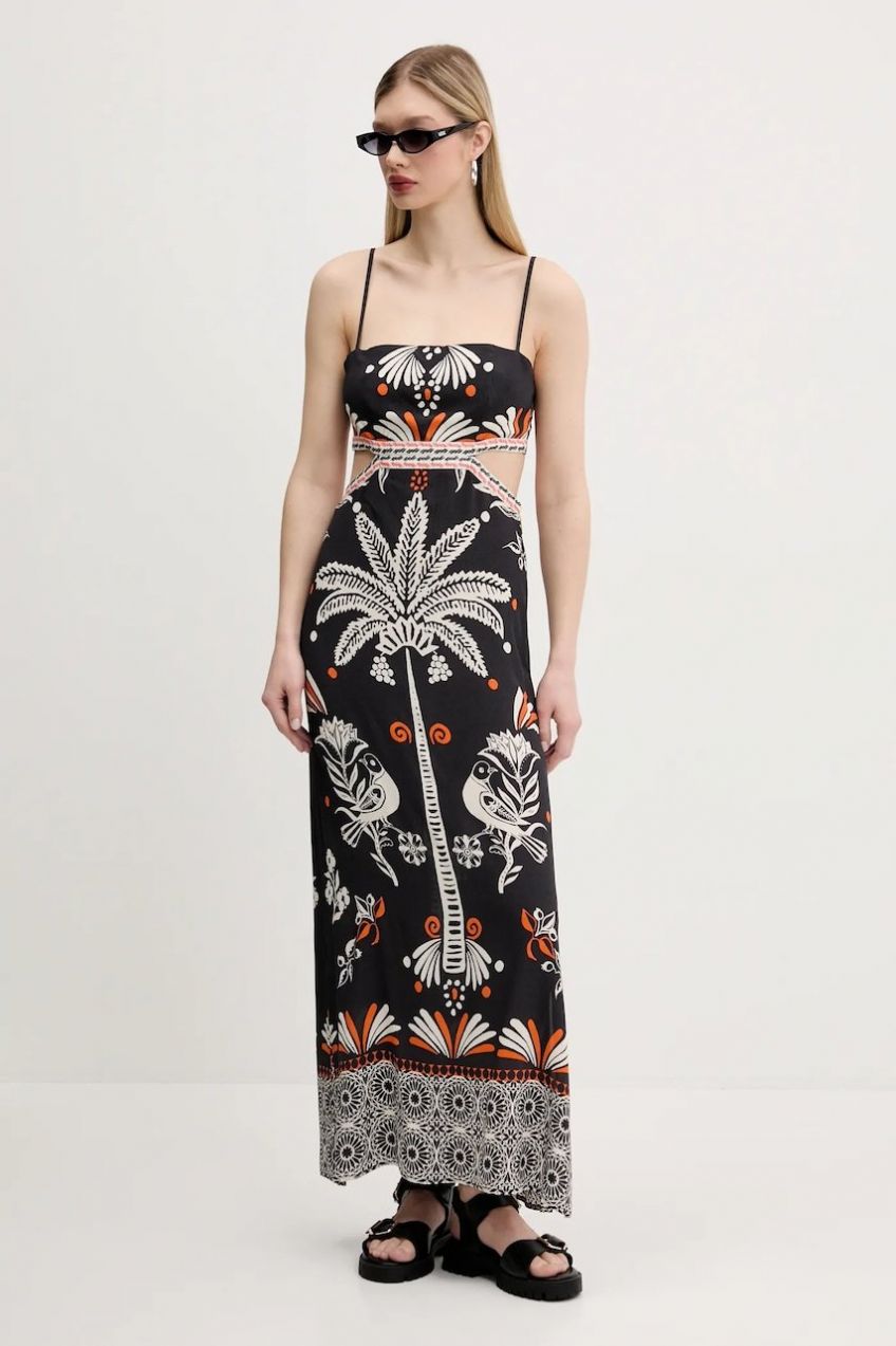 Šaty Superdry čierna farba, maxi, rovný strih, W8011874A-F4N