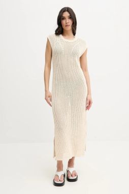 Plážové šaty Tommy Hilfiger béžová farba, UW0UW05870
