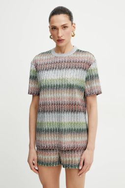 Blúzka Missoni dámske, šedá farba, vzorovaná, DS25SL04.BC0051