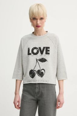 Mikina ZADIG&VOLTAIRE dámske, šedá farba, s potlačou, JWSS01618