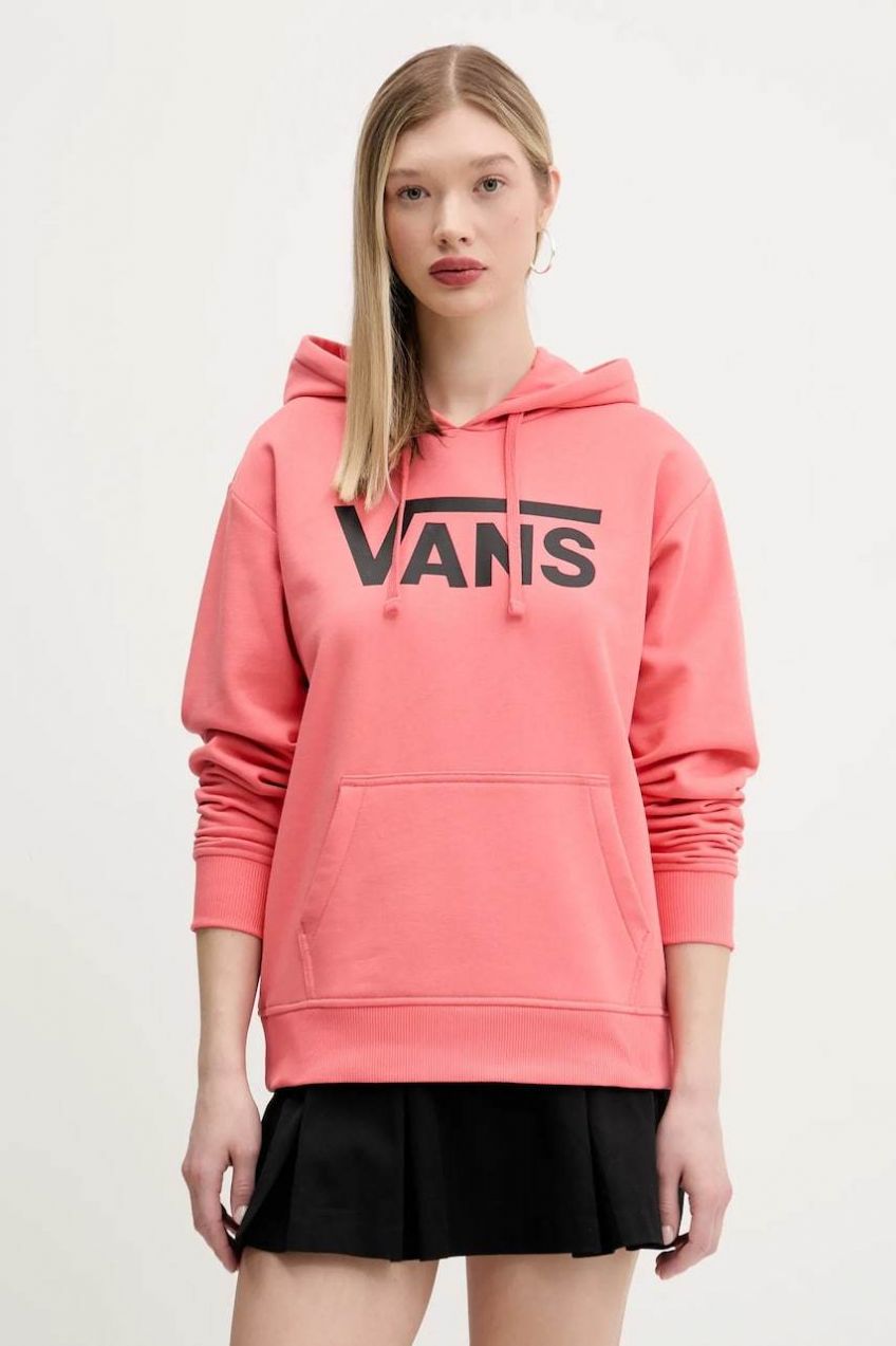 Mikina Vans dámske, oranžová farba, s kapucňou, s potlačou, VN000A5RD6Z1