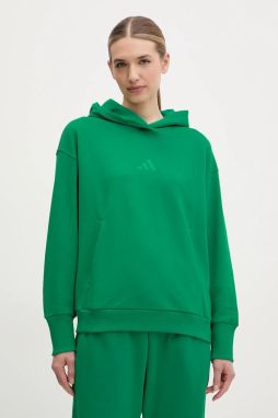 Bavlnená mikina adidas ALL SZN dámske, zelená farba, s kapucňou, jednofarebná, JD4719