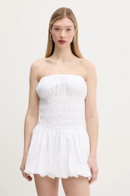 Šaty Hollister Co. biela farba, mini, rovný strih, KI359-5077