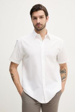Bavlnená košeľa BOSS pánske, biela farba, regular, s klasickým golierom, 50540267