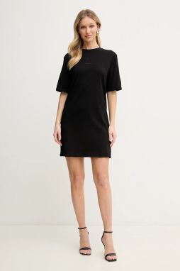 Bavlnené šaty Armani Exchange čierna farba, mini, rovný strih, XW000825 AF10356