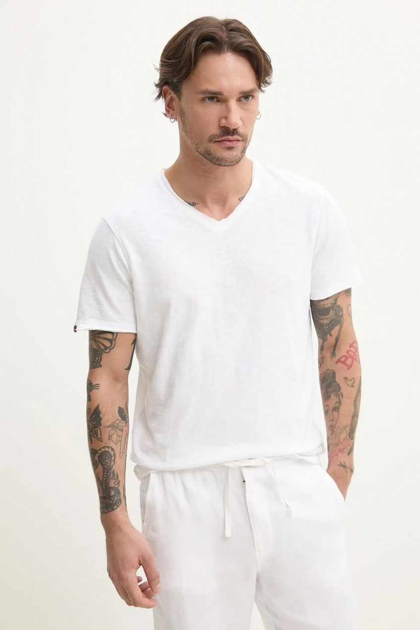 Bavlnené tričko Superdry pánske, biela farba, jednofarebné, M1012077A-01C