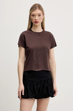 Bavlnené tričko Abercrombie & Fitch dámske, hnedá farba, KI139-5327