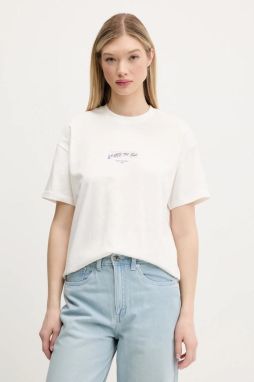 Bavlnené tričko Vans dámske, biela farba, VN000MCKFS81