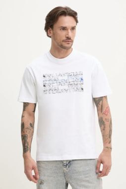 Bavlnené tričko Karl Lagerfeld Jeans pánske, biela farba, s potlačou, A2M17038