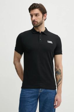 Polo tričko Karl Lagerfeld pánske, čierna farba, s potlačou, 552235.745088