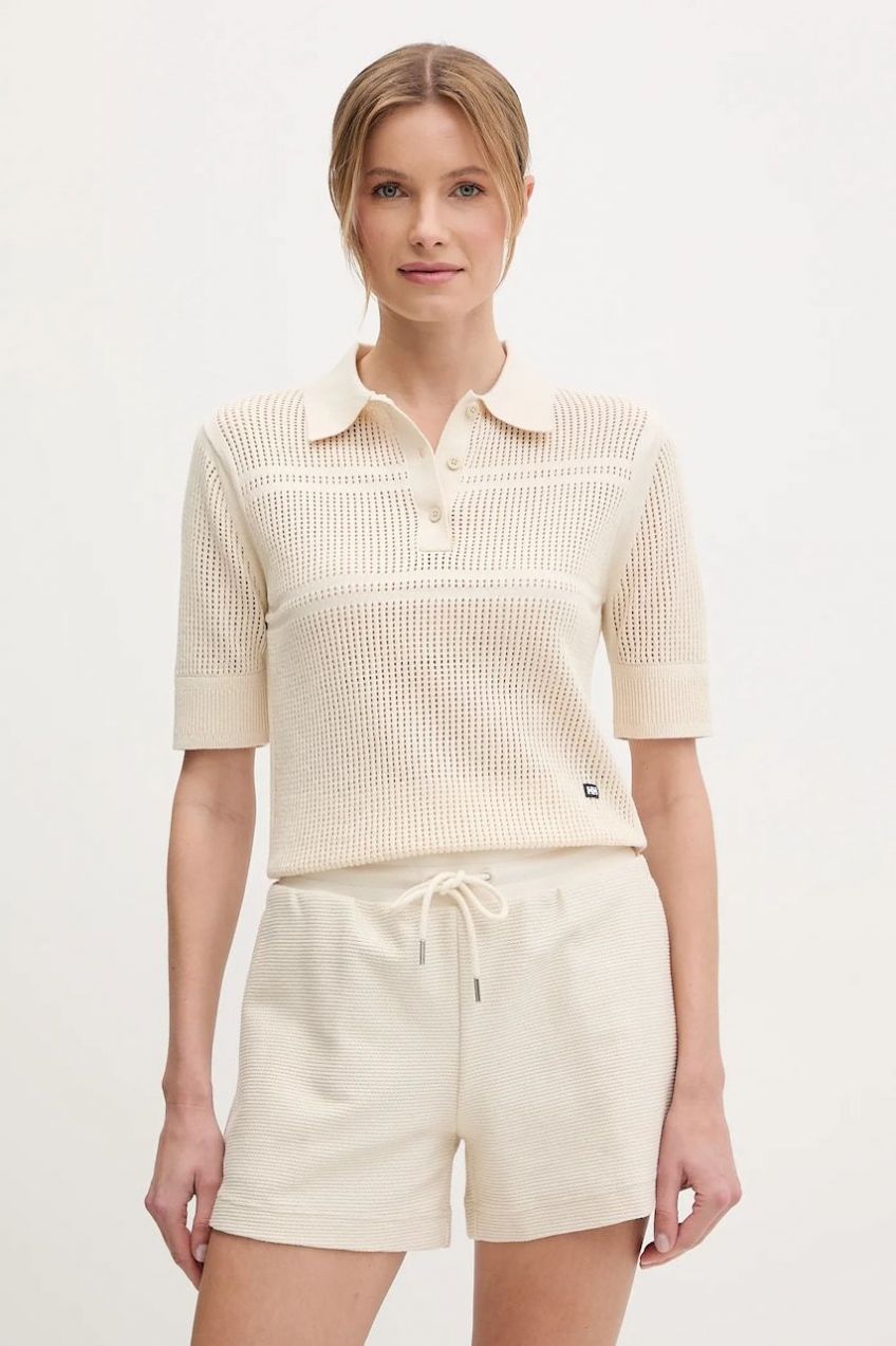 Bavlnené polo tričko Helly Hansen SALT dámske, béžová farba, 34400