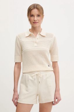Bavlnené polo tričko Helly Hansen SALT dámske, béžová farba, 34400