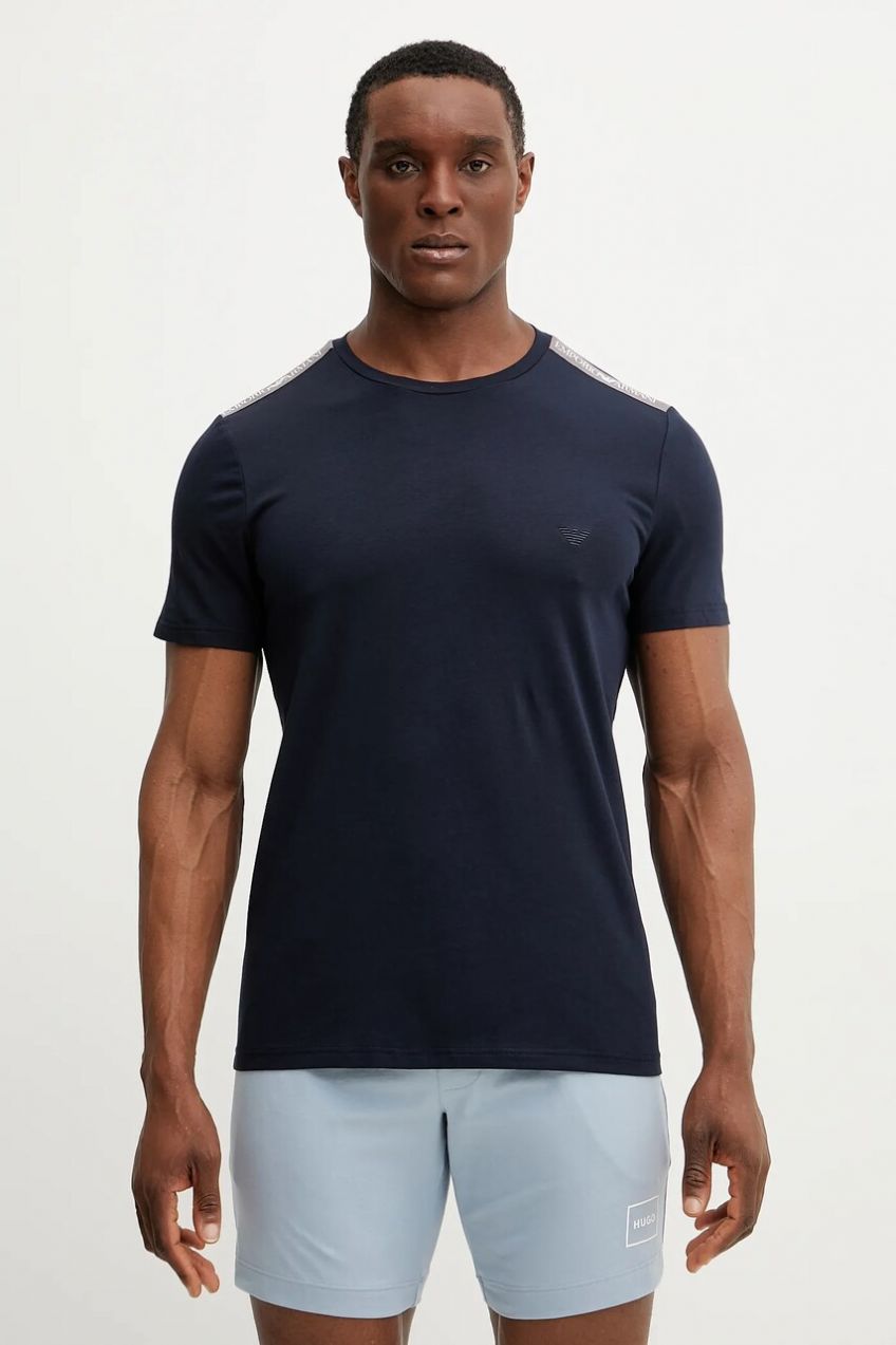 Tričko Emporio Armani Underwear pánske, tmavomodrá farba, jednofarebné, EM000384 AF10779