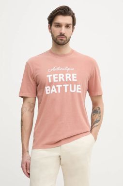 Bavlnené tričko Lacoste pánske, oranžová farba, s potlačou, TH0356