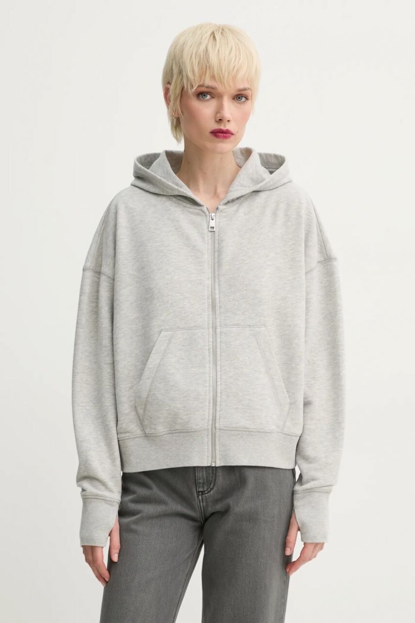 Mikina ZADIG&VOLTAIRE dámska, šedá farba, s kapucňou, melanžová, JWSS01623