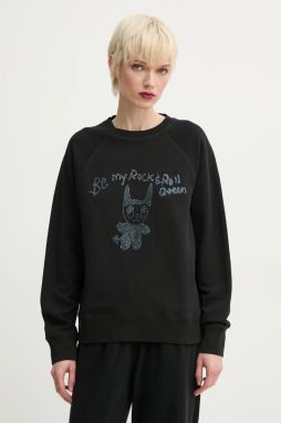 Bavlnená mikina ZADIG&VOLTAIRE dámska, čierna farba, s nášivkou, JWSS01650