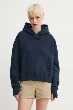 Mikina ZADIG&VOLTAIRE dámska, tmavomodrá farba, s kapucňou, s nášivkou, JWSS01649