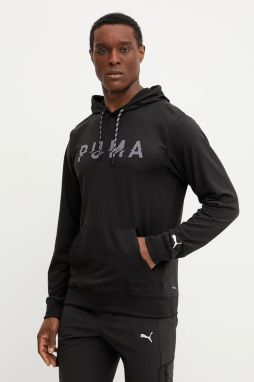 Tréningová mikina Puma Cloudspun čierna farba, s kapucňou, s potlačou, 526678