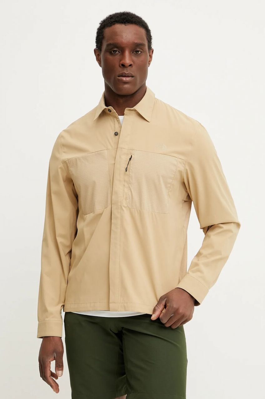 Košeľa The North Face Lightrange pánska, zelená farba, regular, s klasickým golierom, NF0A8B53LK51
