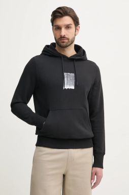 Bavlnená mikina Calvin Klein Jeans pánska, čierna farba, s kapucňou, s potlačou, J30J327525