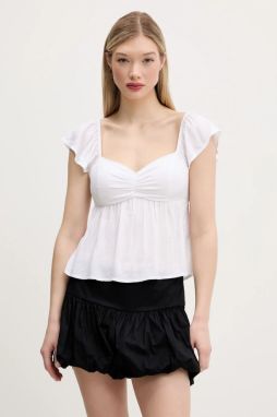 Blúzka Hollister Co. dámska, biela farba, jednofarebná, KI340-5050