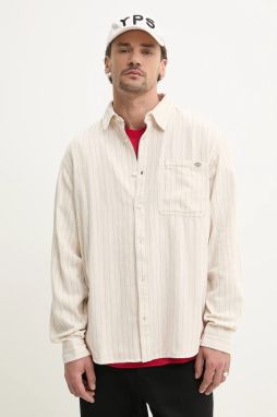 Bavlnená košeľa Dickies pánska, béžová farba, voľný strih, s klasickým golierom, DK0A4Z7NC481