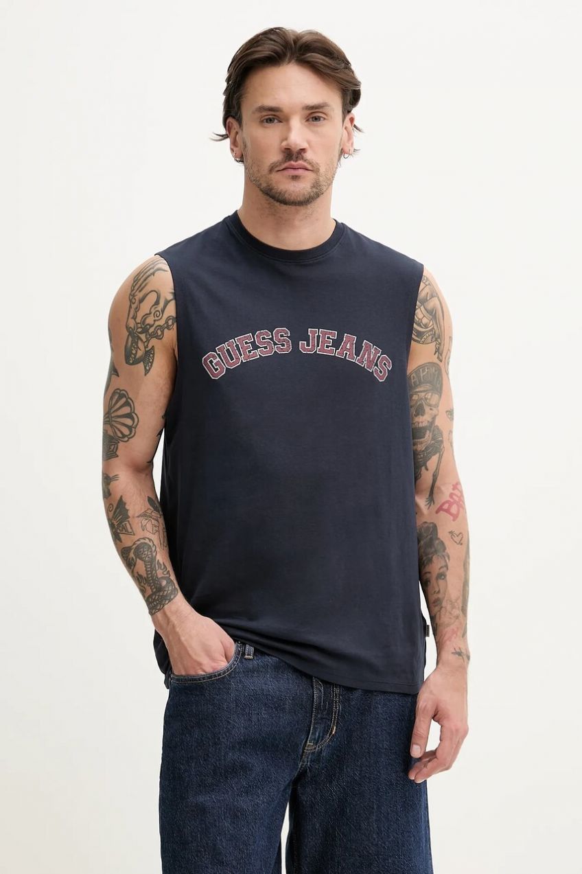 Bavlnené tričko Guess Jeans tmavomodrá farba, M5GP31 K8HM0