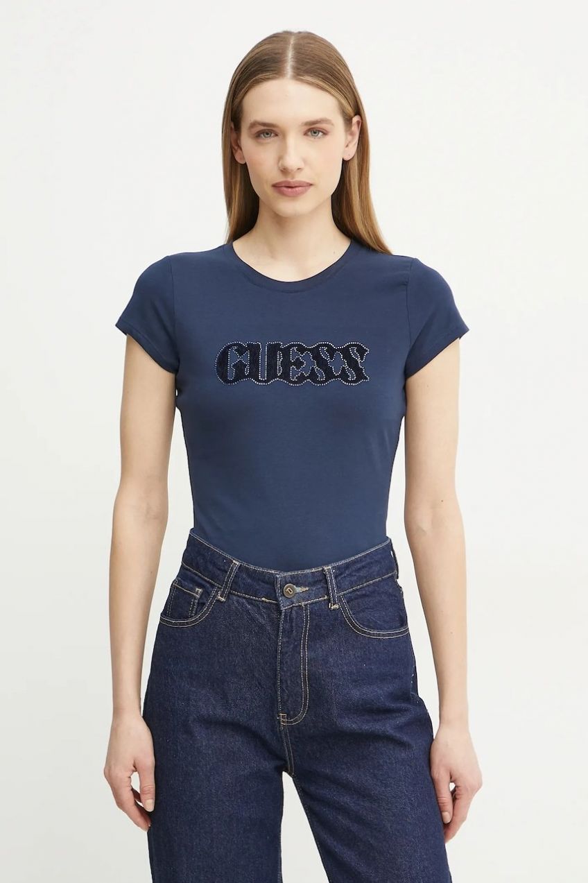 Tričko Guess dámske, tmavomodrá farba, W5GI42 J1314