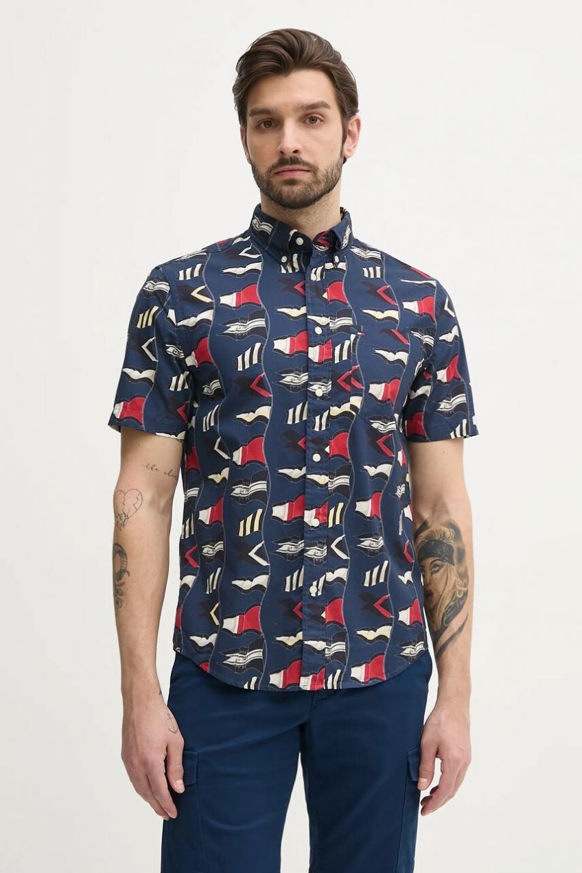Bavlnená košeľa Tommy Hilfiger pánska, tmavomodrá farba, regular, s golierom button-down, MW0MW38592