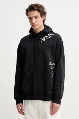 Bavlnená mikina MM6 Maison Margiela pánska, čierna farba, s kapucňou, s potlačou, SH0GU0026.M25012