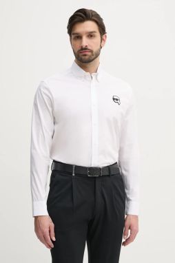 Košeľa Karl Lagerfeld pánska, biela farba, regular, s golierom button-down, 552671.605911