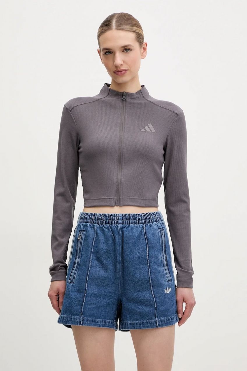 Mikina adidas ALL SZN RIB dámska, fialová farba, jednofarebná, JJ1229